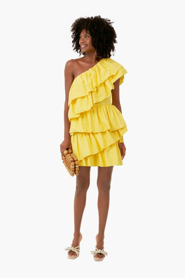 Yellow Ruffle Sofie Mini Dress | Tuckernuck (US)