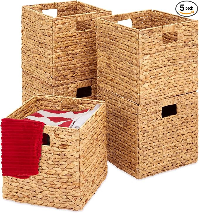 Best Choice Products 12x12in Hyacinth Baskets, Rustic Set Of 5 Multipurpose Collapsible Storage O... | Amazon (US)