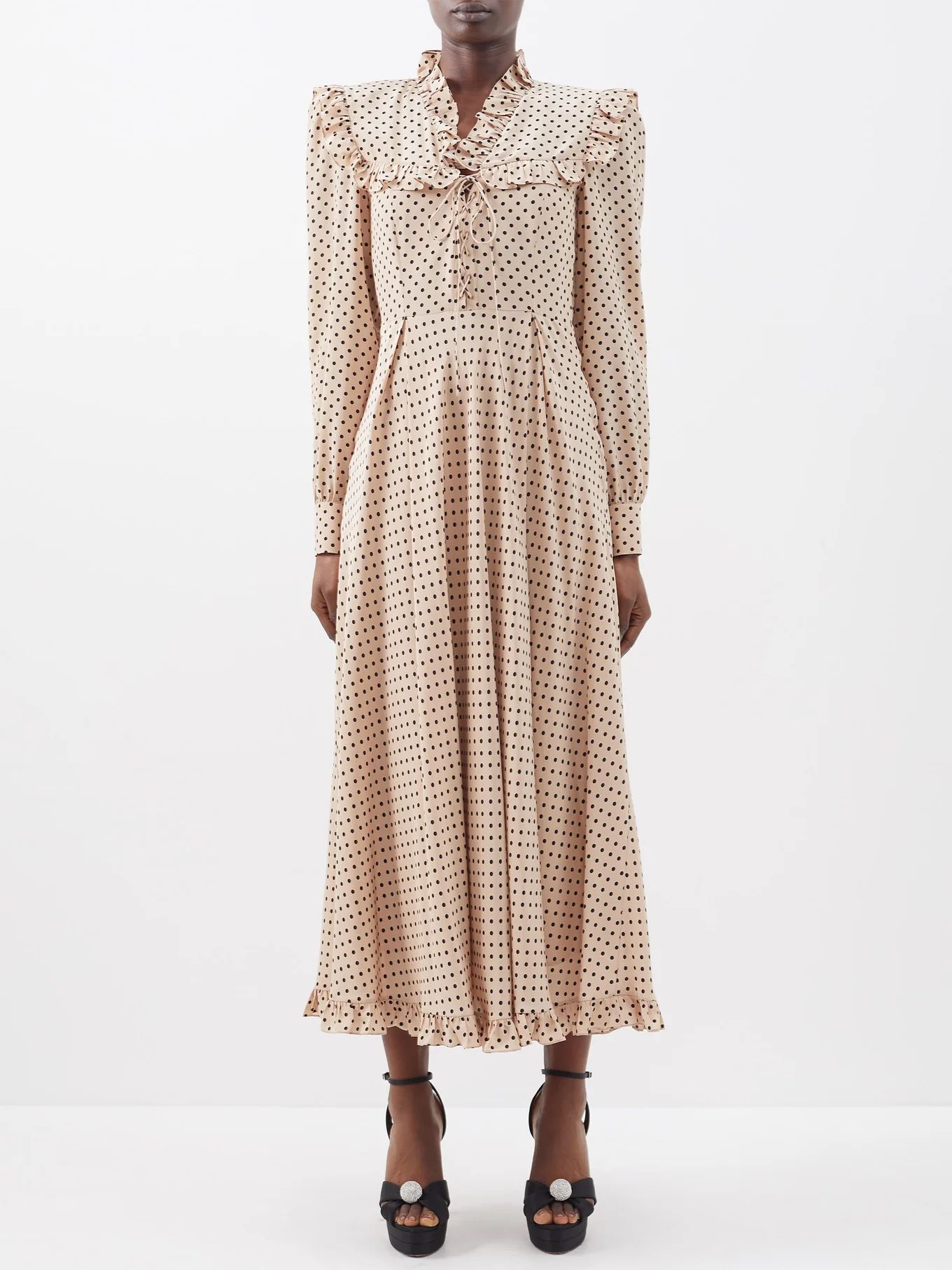 Ruffled polka-dot silk dress | Matches (US)