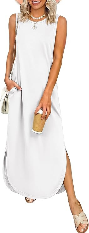 ANRABESS Summer Dresses for Women 2026，Sleeveless Loose Fit Casual Maxi Sundress，Wrinkle-Free... | Amazon (US)