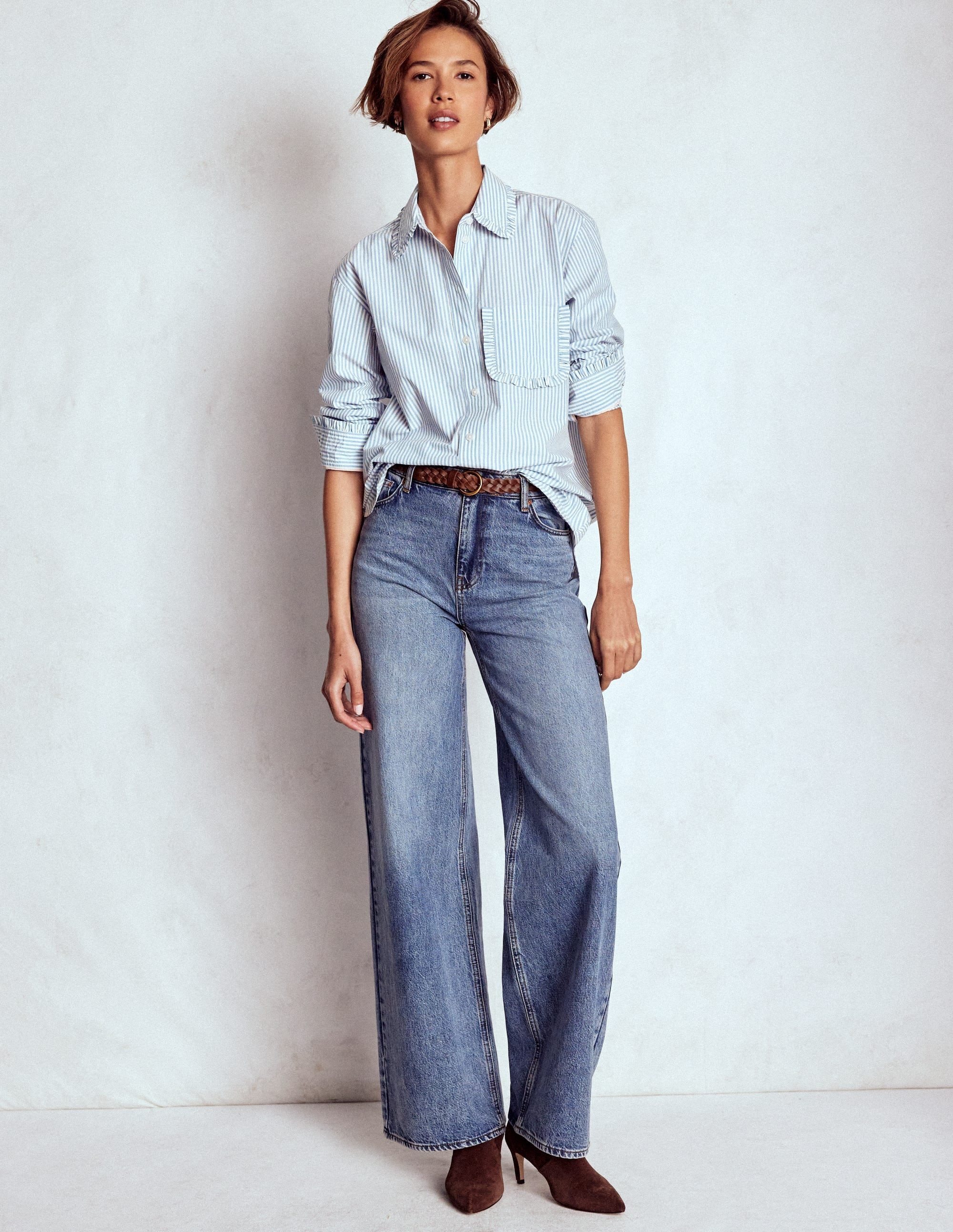 Boden Women's Sadie Relaxed Cotton Shirt in Blue | Size 12 | Boden (US)