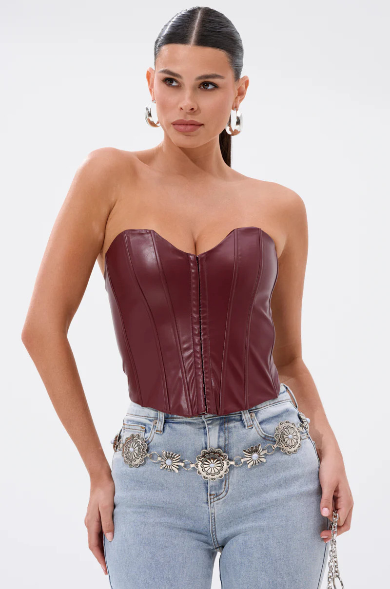AKIRA Back It Up Corset Top | Burgundy | Size 1X | AKIRA