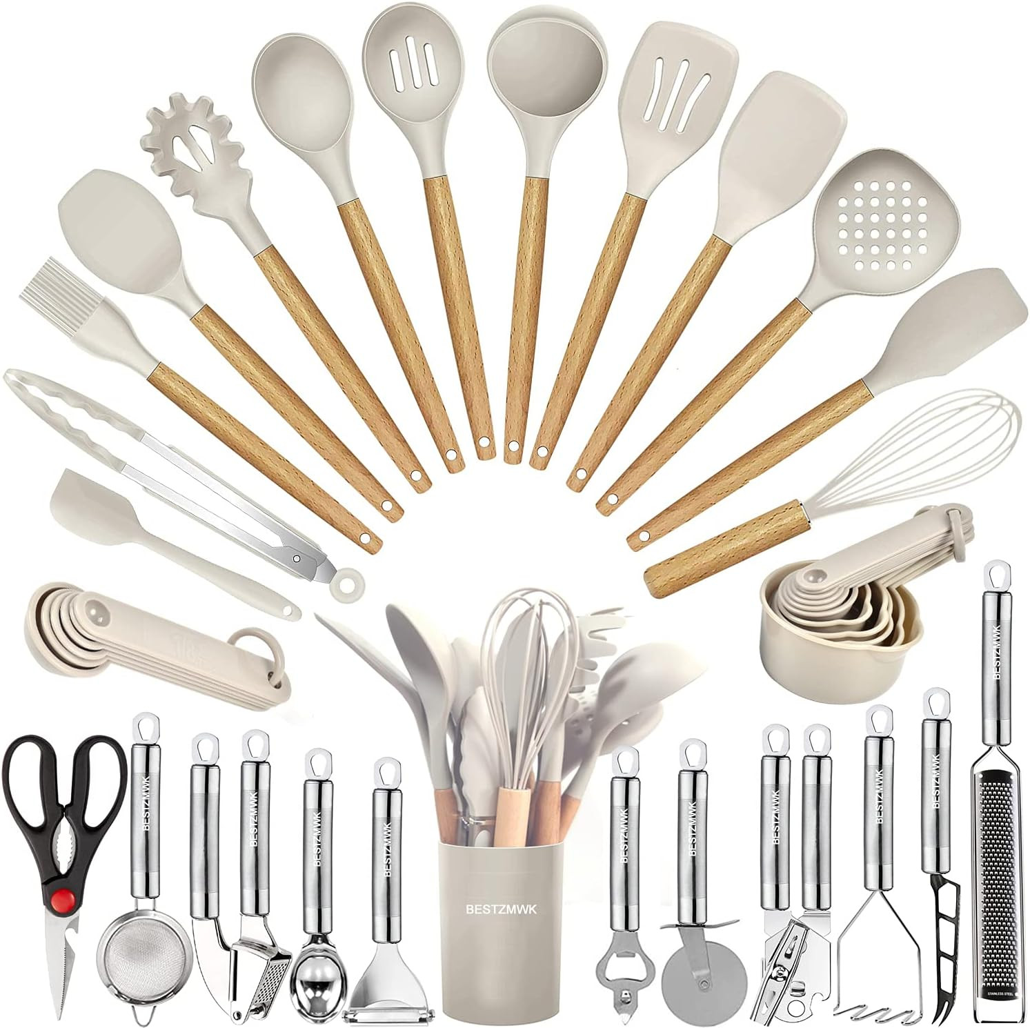 Kitchen Utensils Set- 35 PCs Cooking Utensils with Grater,Tongs, Spoon Spatula &Turner Made of He... | Amazon (US)