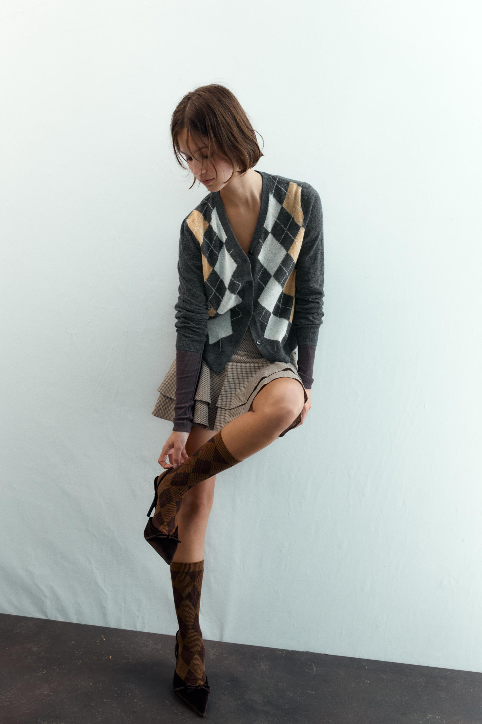 DIAMOND PATTERN COTTON SOCKS | Zara UK