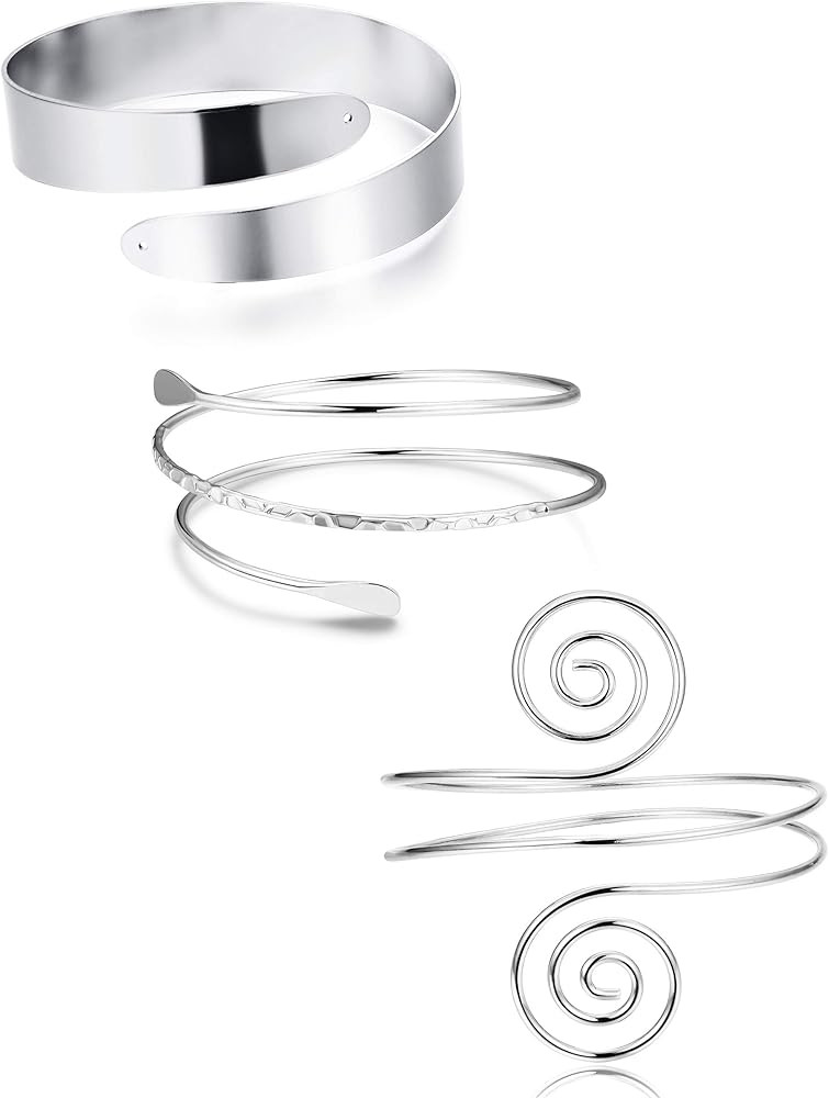 FUNRUN JEWELRY Arm Cuff Upper Arm Band for Women Gold Arm Cuff Bangle Bracelets Adjustable Coil S... | Amazon (US)