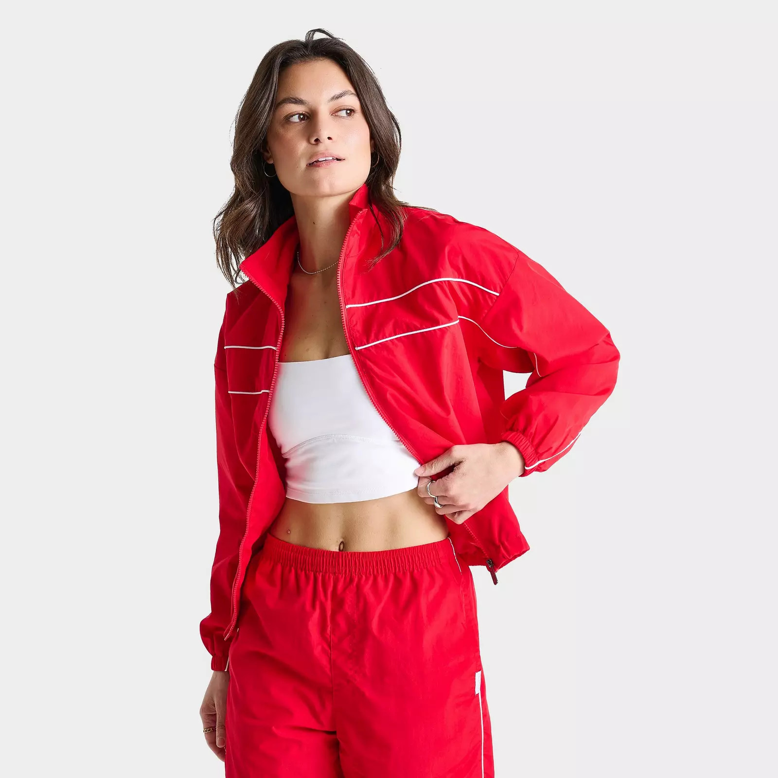 Women's DAILYSZN Weather-Resistant Piped Woven Full-Zip Jacket | Finish Line (US)