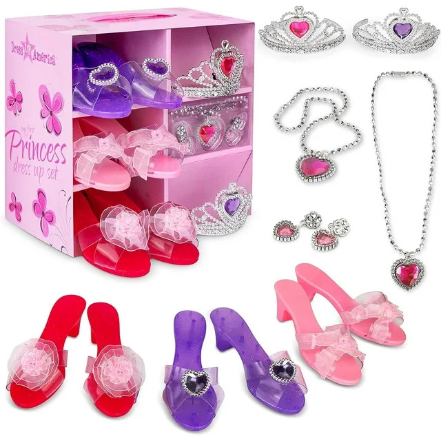 Dress Up America Princess Dress Up Set for Girls Princess Shoes, Crown & Jewelry | Walmart (US)