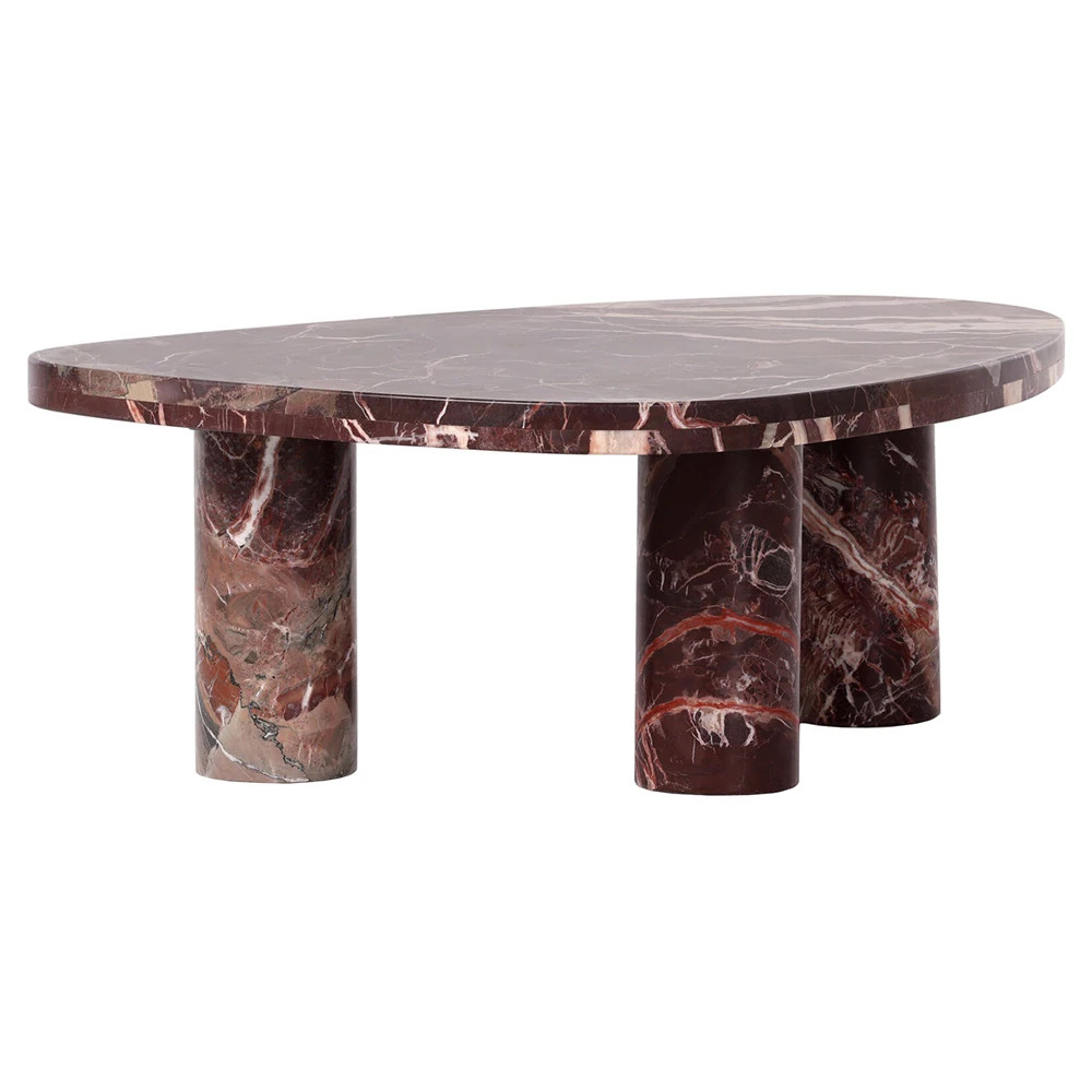 Zayden Modern Classic Merlot Red Solid Marble Coffee Table - Small | Kathy Kuo Home