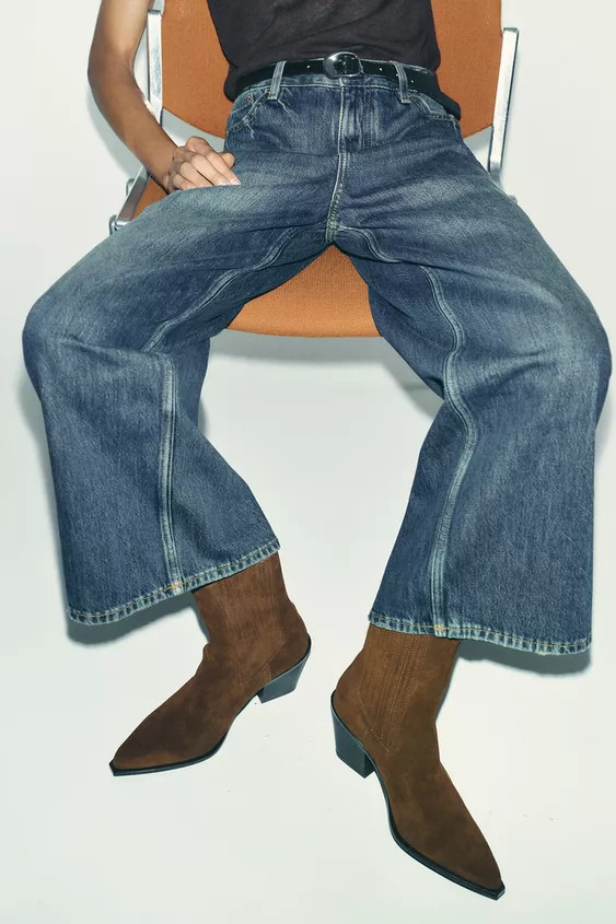 COWBOY-STIEFELETTE AUS VELOURSLEDER | Zara DE