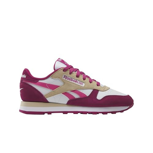 Reebok Women's Classic Leather Sneaker, White/True Pink/Very Berry, 10 | Amazon (US)