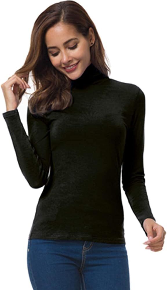 VOBCTY Womens Long Sleeve Turtleneck Lightweight Slim Active Shirts | Amazon (US)