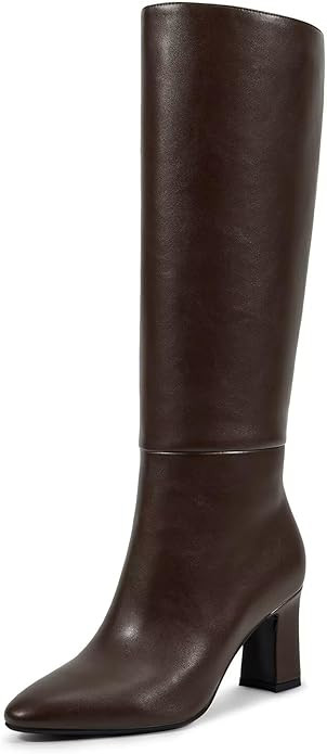 wetkiss Knee High Boots for Women Chunky Heel Round Toe Long Boots with Side Zipper and Elastic B... | Amazon (US)