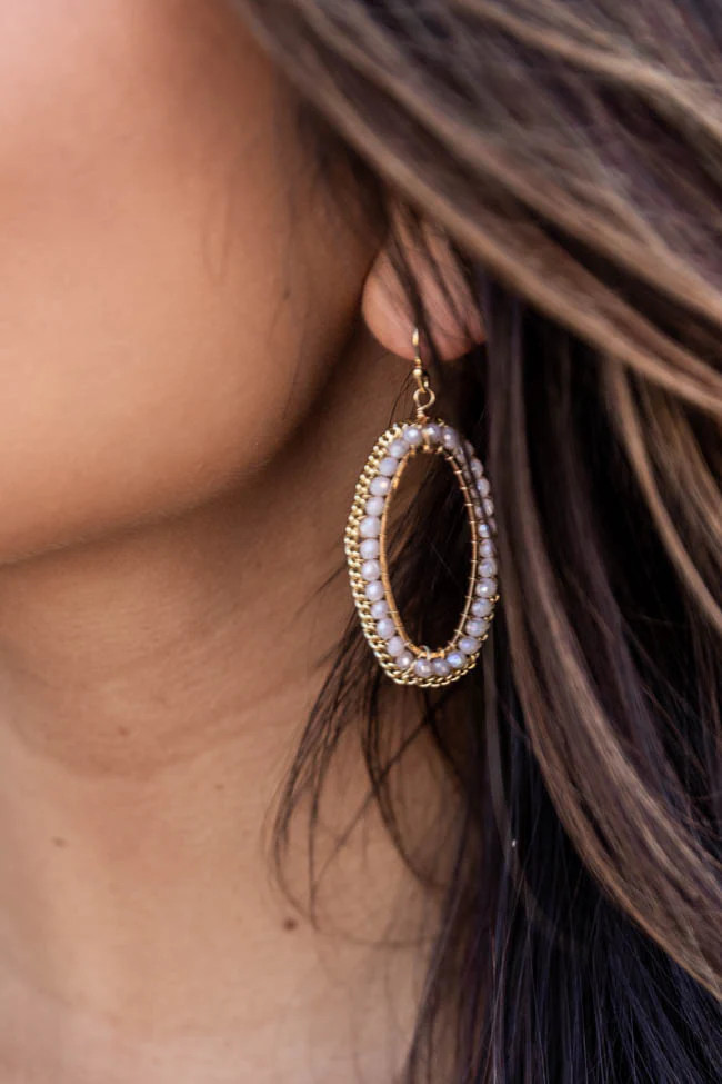 Closer Heart Ivory Oval Earrings | The Pink Lily Boutique