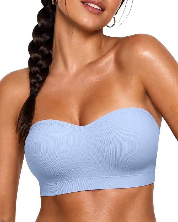 Vertvie Strapless Bra Wireless Non-Slip Push Up Bandeau Bras for Women Full Support Tube Tops Pad... | Amazon (US)