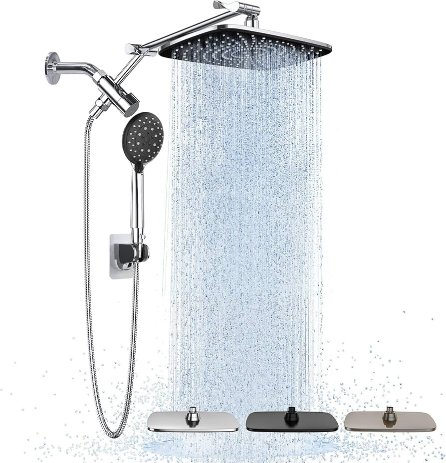 Veken Wide Rain Shower Head with Handheld, High Pressure Rainfall Showerhead Combo with Arm for B... | Amazon (US)