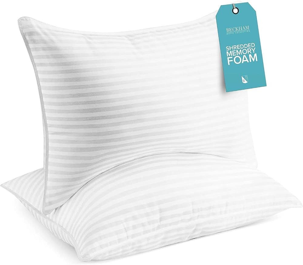 Beckham Hotel Collection Queen/Standard Size Memory Foam Bed Pillows Set of 2 - Cooling Shredded ... | Amazon (US)