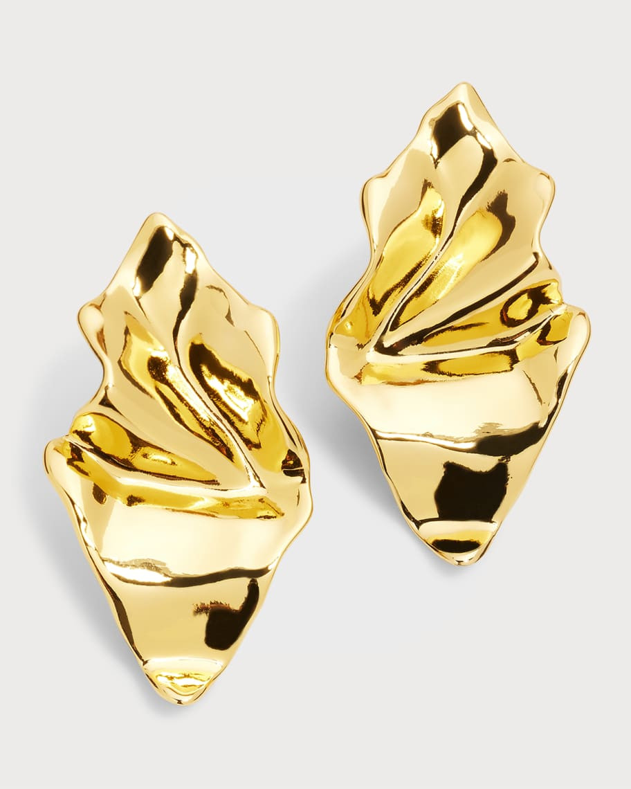 Alexis Bittar Crumpled Gold Small Post Earrings | Neiman Marcus