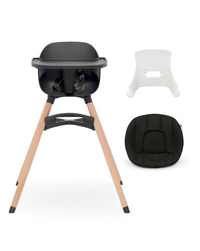 Lalo The High Chair Infant Kit - Convertible Wooden High Chair for Babies & Toddlers with Infant Support & Cushion, Grows with Your Child, Dishwasher Safe Tray, Adjustable Footrest Licorice | Amazon (US)