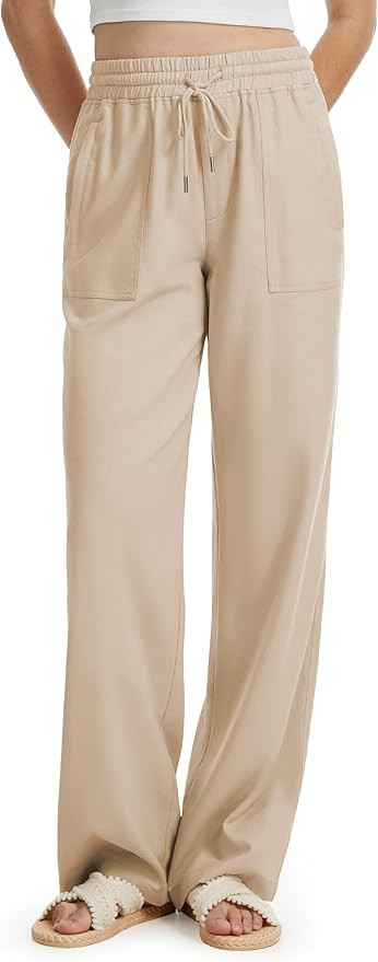 Tall Women 32/34/36 Inseam Linen Pants Wide Leg Casual Palazzo Trousers Summer Beach Lounge Botto... | Amazon (US)