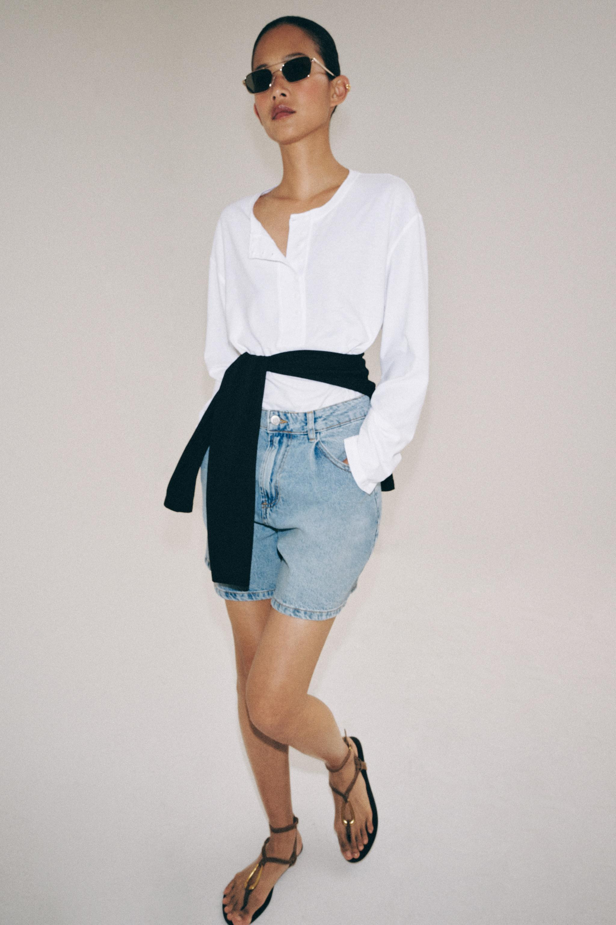 ZW COLLECTION HIGH-WAIST DENIM SHORTS | Zara UK