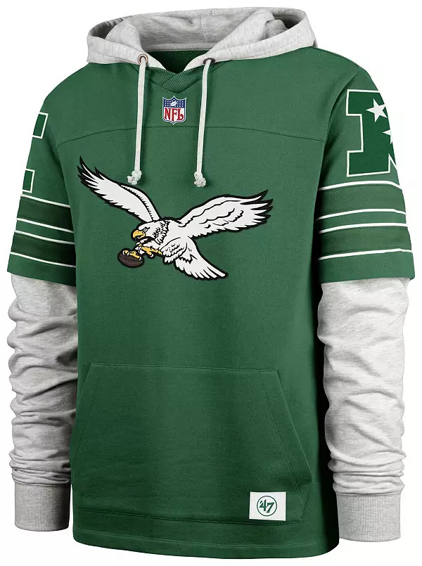 '47 Men's Philadelphia Eagles Blitz Lacer Throwback Green Pullover Hoodie | Dick's Sporting Goods | Dick's Sporting Goods