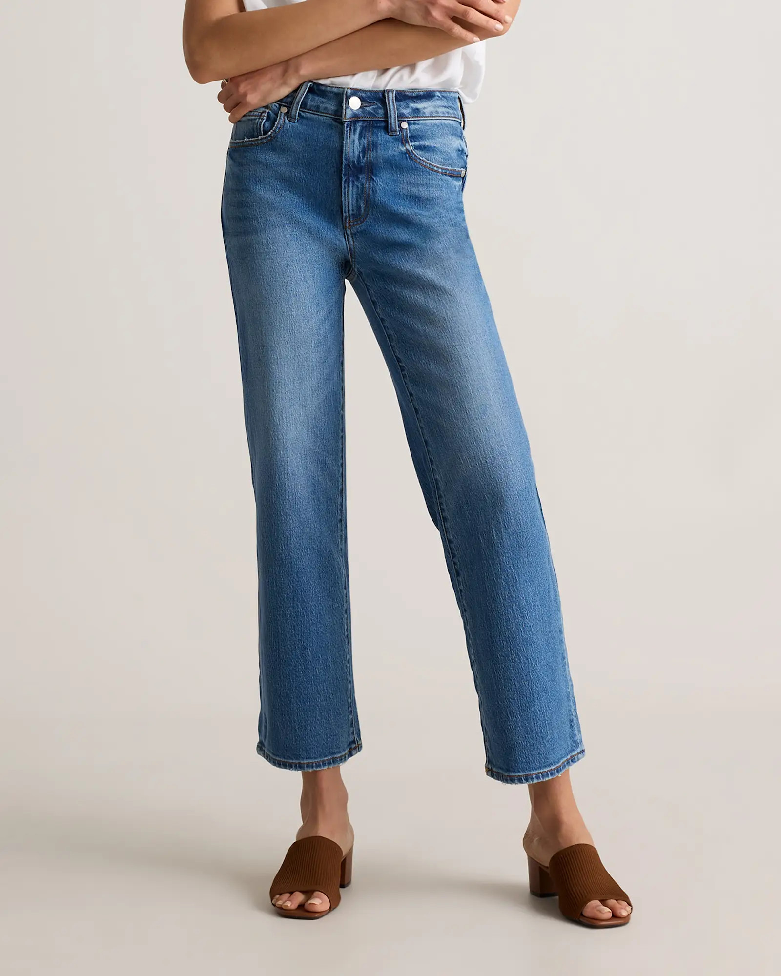 Comfort Stretch High Rise Cropped Straight Jeans | Quince