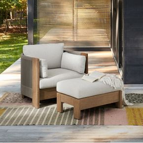 Porto Outdoor Lounge Chair & Ottoman Set | West Elm (US)