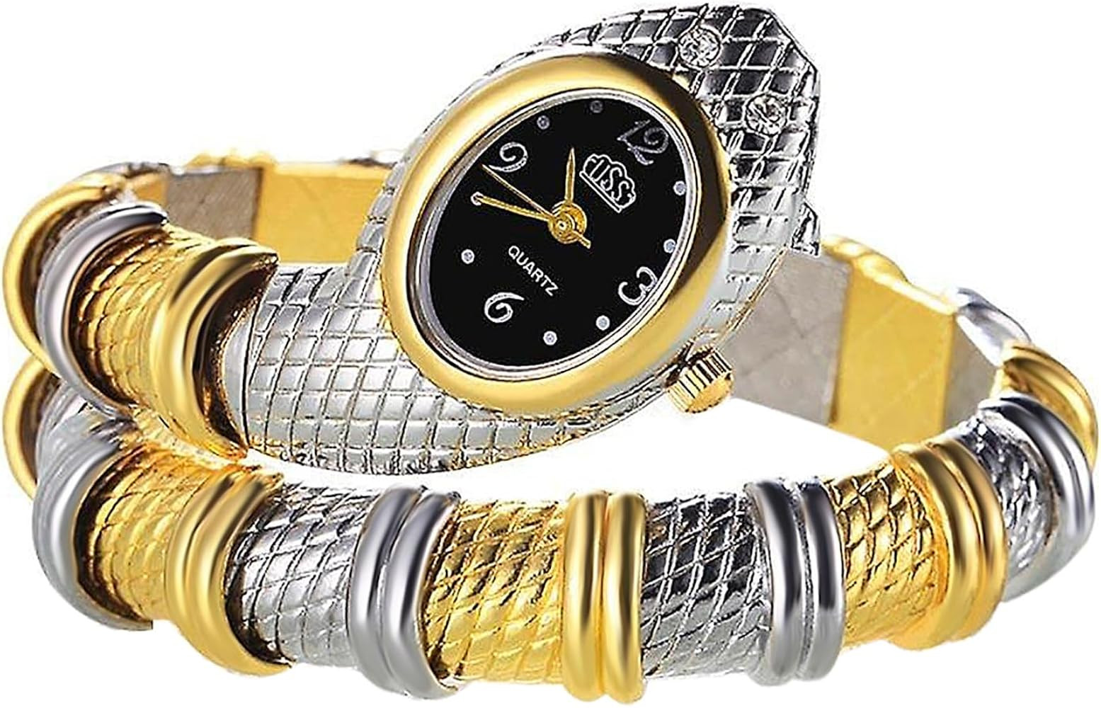 JewelryWe Women s Snake Bangle Watches: Hip Hop Wrap Cuff Bracelet Watch Bendable Snake Armband Q... | Amazon (US)