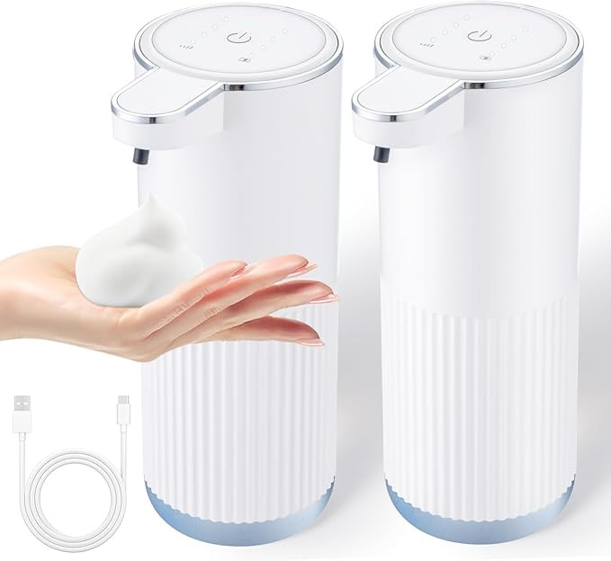 2 Pack Automatic Soap Dispenser Touchless, Rechargeable Foaming Hand Soap Dispenser, 4-Level Adju... | Amazon (US)