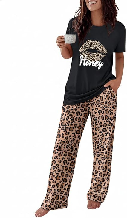 CHICME Womens Pajamas Sets 2 Piece Short Sleeve Lounge Set Printed Loose Pants Pj Sets Loungewear... | Amazon (US)