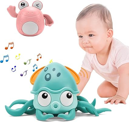 Growinlove Baby Crawling Toy Musical Interactive Crawling Octopus Toy with Music, LED Light Up an... | Amazon (US)