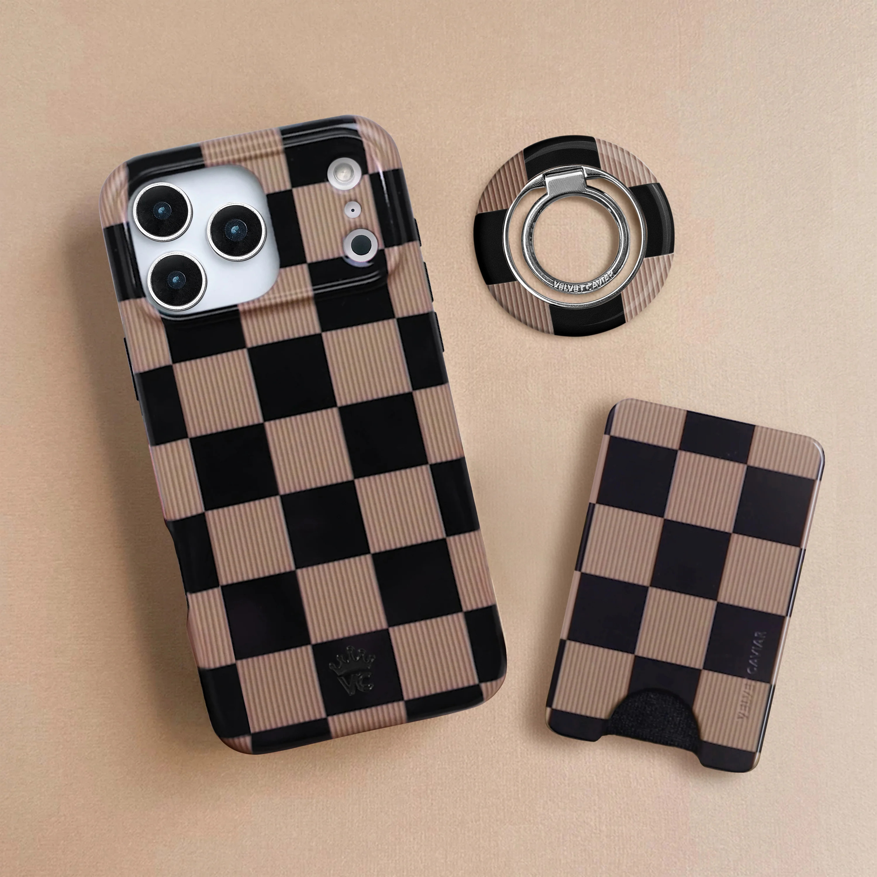 Mocha Vibe Checkered iPhone Case | Velvet Caviar