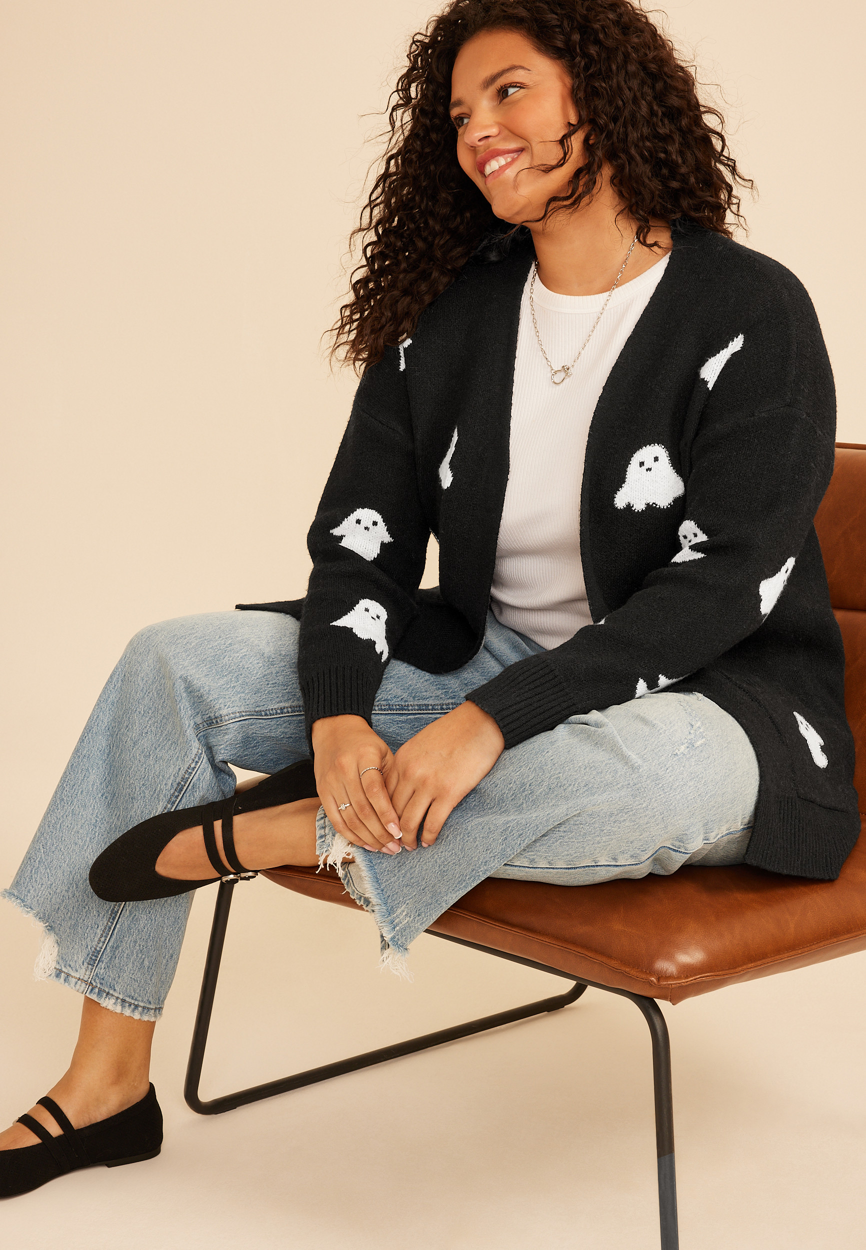 Maurices Plus Size Women's Beaded Ghost Open Front Cardigan | Maurices