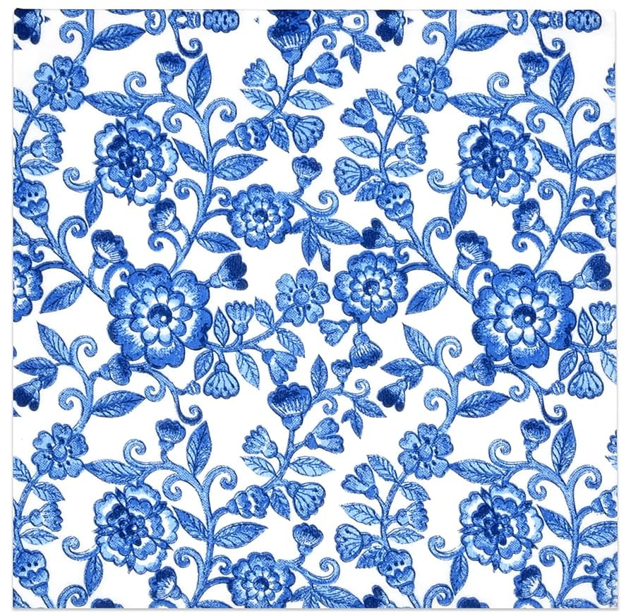 Gift Boutique 100 Blue Floral Cocktail Beverage Napkins Disposable Paper Spring Blue Flowers Dess... | Amazon (US)