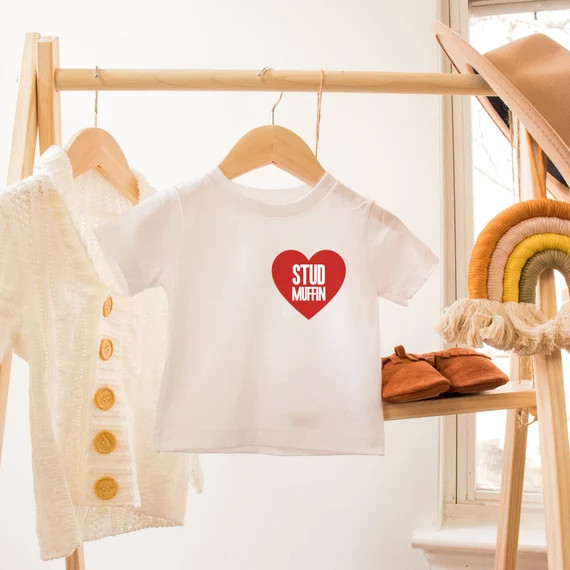 Stud Muffin Valentines Day Shirt, Valentines Day Outfit, Toddler Short Sleeve Tee, Boy Valentine ... | Etsy (US)
