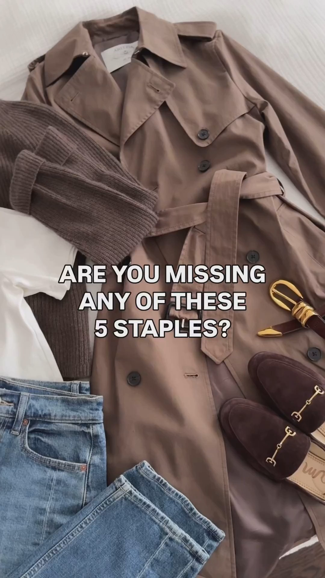 5 Classic spring staples. Also linked more water resistant trench options (I like the jCrew one in 00 regular) 

Jeans are old navy size 0 petite. A little loose on me but great for the price  

1. Good white cotton tee: Aritzia cotton tee 2XS. Slightly boxier structured shape yet is super soft and not sheer. Shrinks a tad in the wash. 

In intro worn with aritzia navy sweatpants in 2XS short which fit great

For a more drapey pair of barrel jeans I love the Madewell ones linked  (cut the hems)

2. Fisherman sweater: Quince Mongolian cashmere ribbed crewneck sweater xs

3. Sam Edelman Loraine loafer 5.5 (love and have in several colors! Black, beige, dark and light brown bc so comfy)

4. Madewell triple metal keeper belt xxs

5. Aritzia Finch trench coat 2XS , older color. sleeves are a little long on me. Otherwise slim fit and a chic longer midi length.

• DeMellier suede midi New York bag

Petite spring style, casual mom style, easy outfit , smart casual office work wear 

#LTKPetite #LTKWorkwear #LTKootd