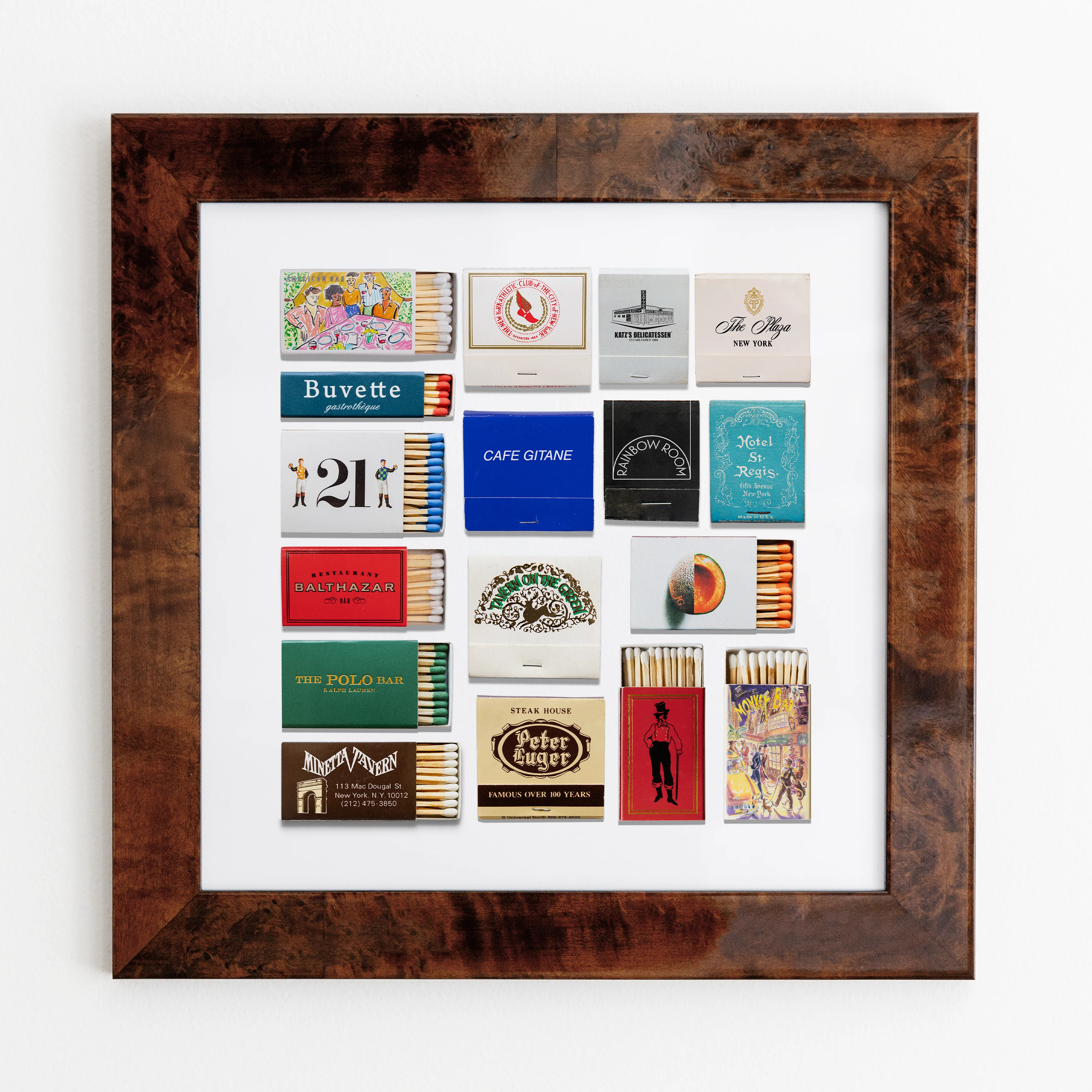 New York City Collage - Framed Print Matchbook NYC Art Gift - Match South | Match South