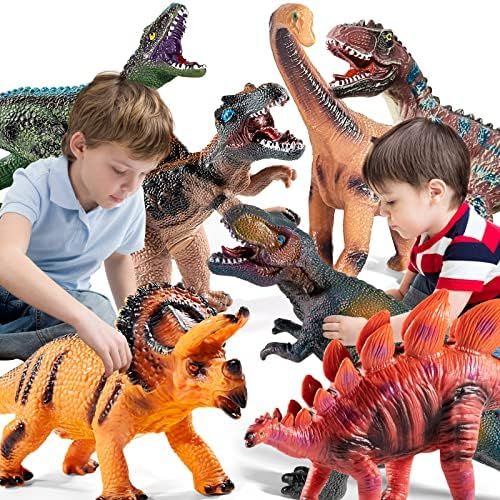 TEMI 7 Piece Dinosaur Toys for Kids and Toddlers, Dinosaur Playset Including T-Rex Triceratops, Larg | Amazon (US)