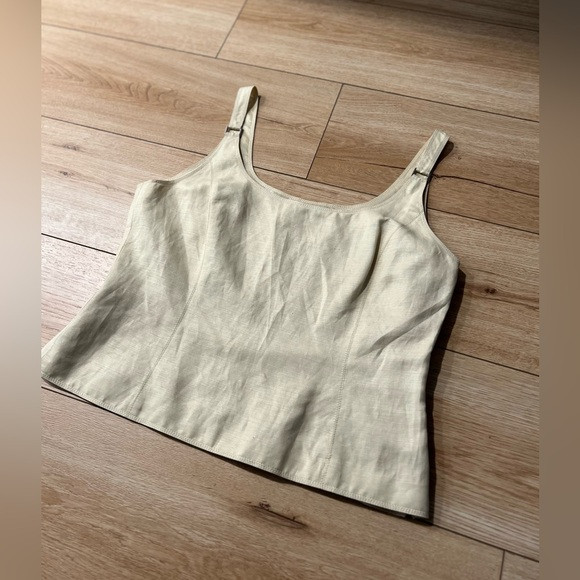 Tahari Linen Blend Sleeveless Top with Square Silver Hardware | Poshmark