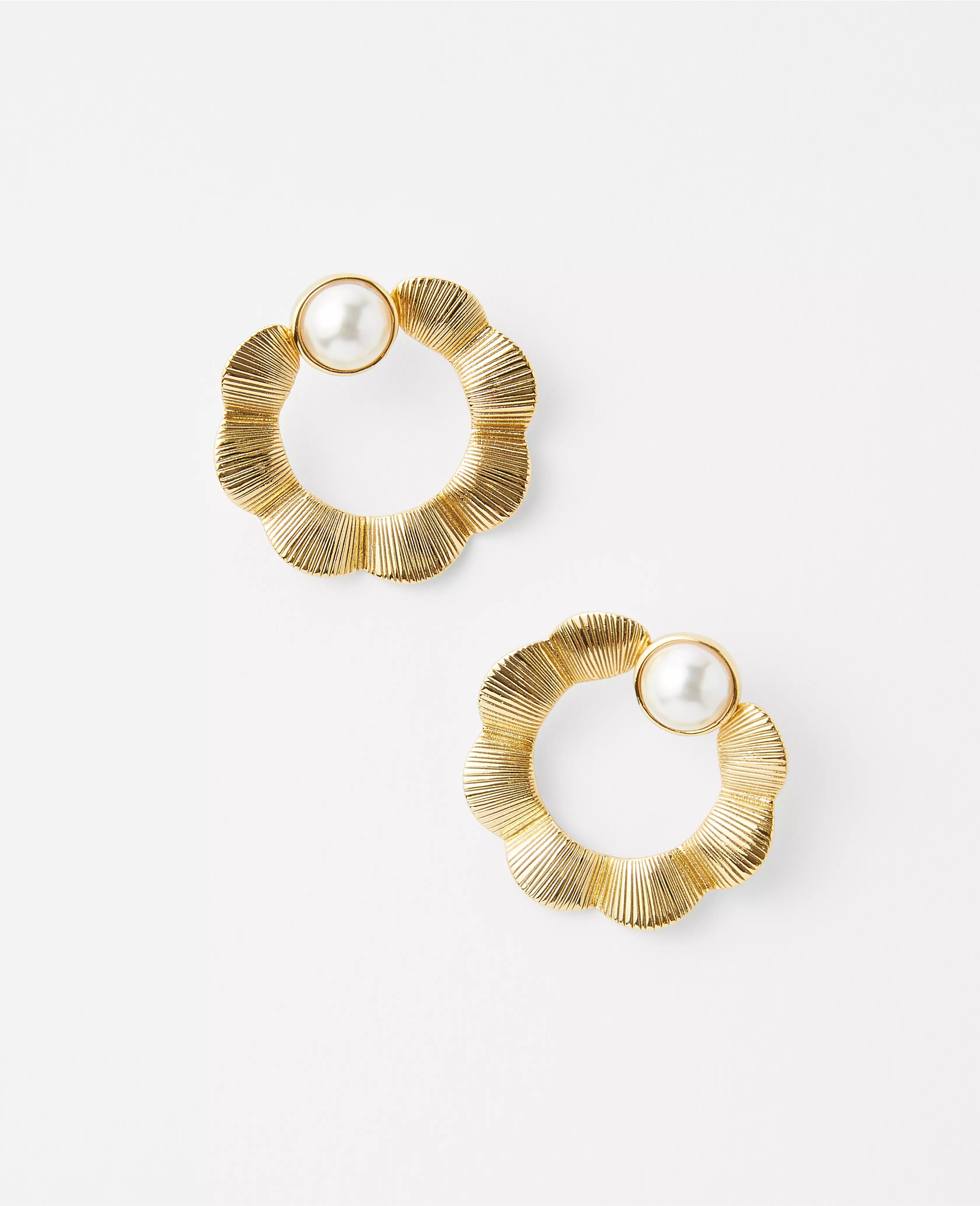 Pearlized Textured Metal Ring Statement Earrings | Ann Taylor (US)