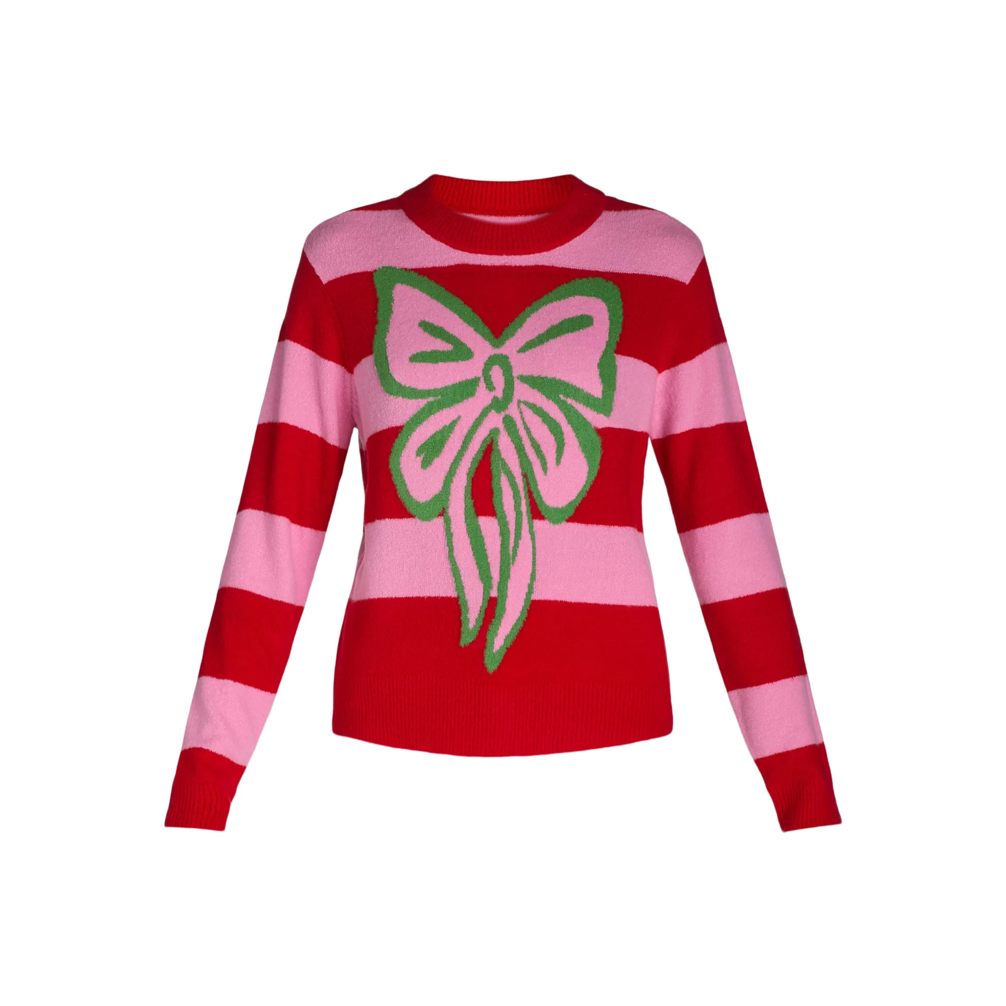 99 Jane Street Women’s and Women's Plus Striped Sweater with Bow Design, Sizes XS-4X | Walmart (US)