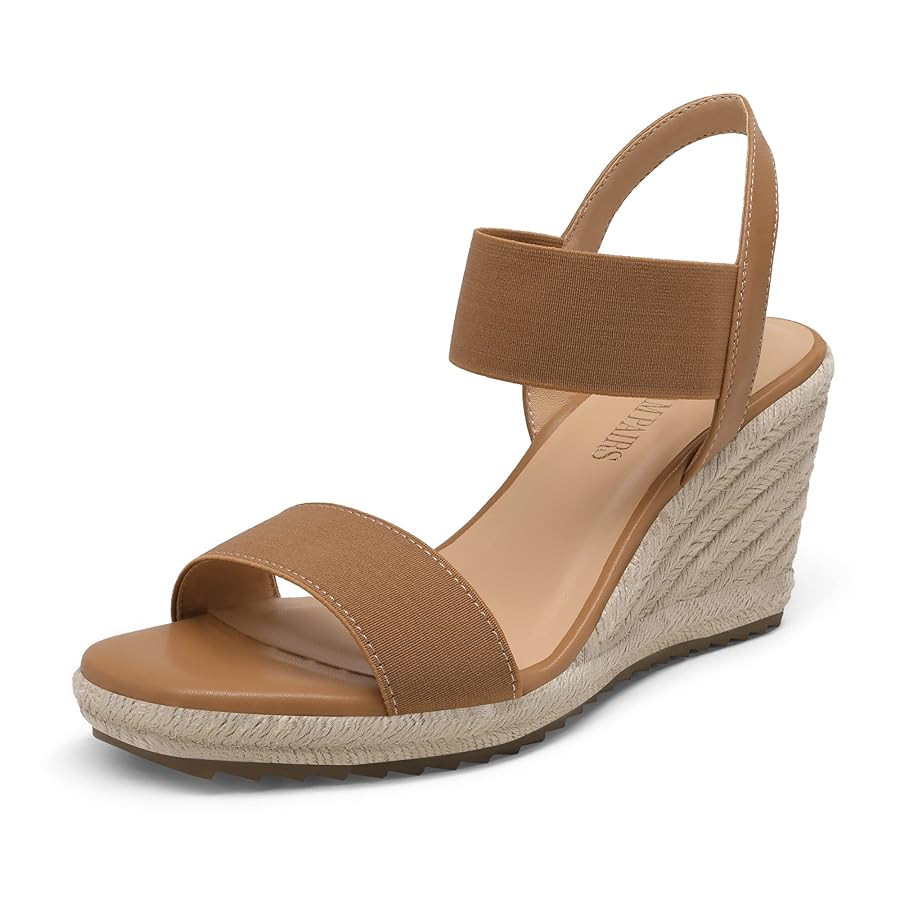 DREAM PAIRS Womens Open Toe Espadrilles Dressy Platform Sandals Slip on Elastic Ankle Strap Wedge... | Amazon (US)