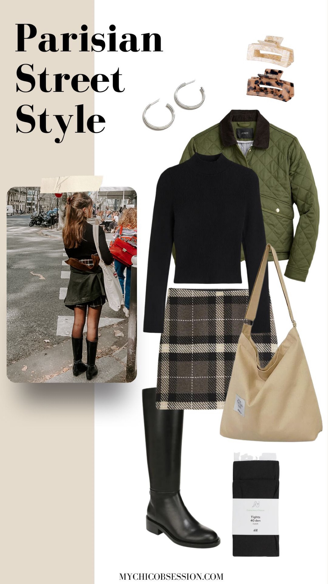 This look is all about layering some great capsule wardrobe pieces. Start with a chic black turtleneck, then add a plaid mini skirt, tights, a quilted jacket in case it gets chilly, and knee high boots. 

#LTKstyletip #LTKSeasonal