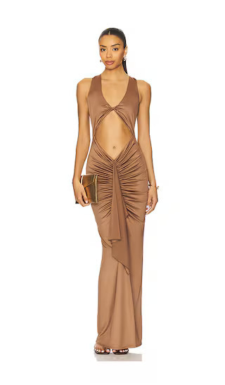 superdown Amai Maxi Dress in Brown. - size S | Revolve Clothing (Global)