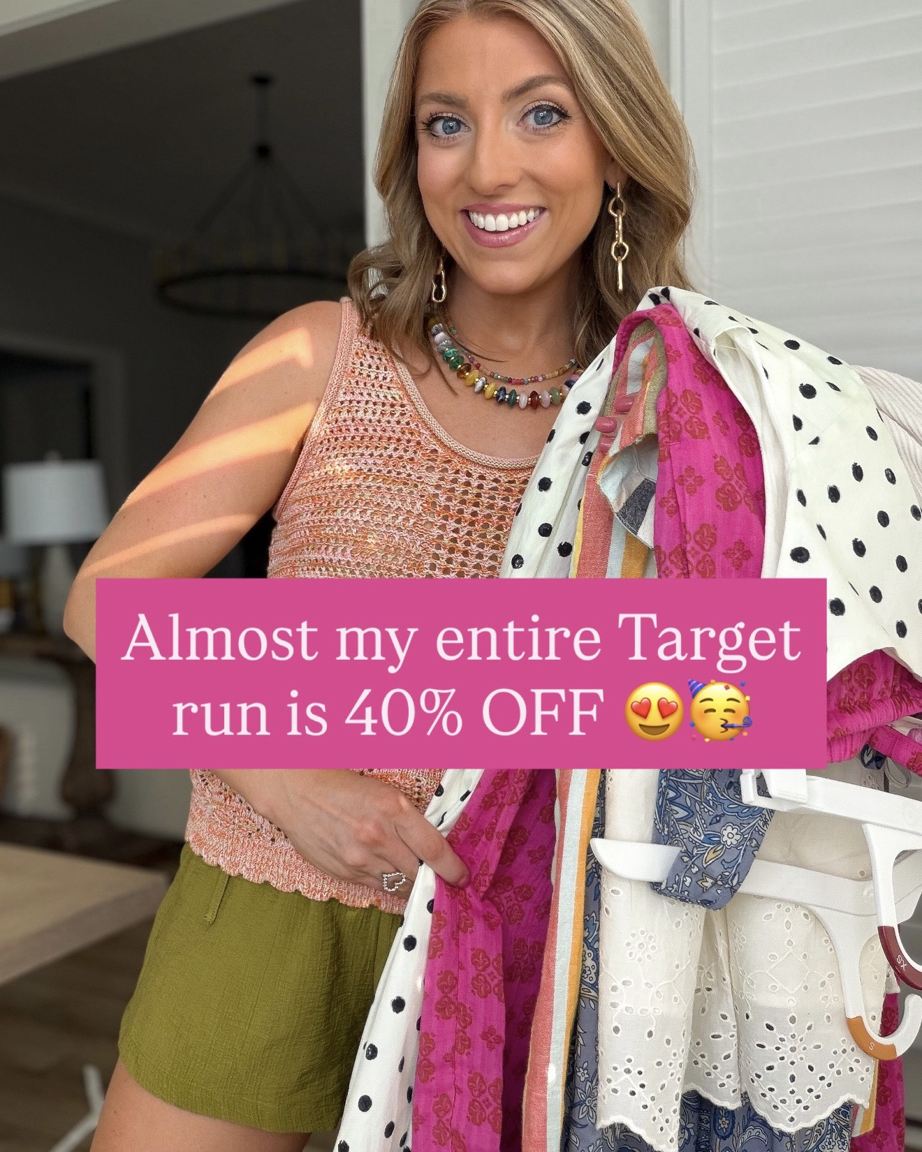✨ TARGET SUMMER SALE IS SO GOOD RIGHT NOW! ✨

I may have gone into Target for one thing… but walked out with almost an entire new wardrobe because SO many of my favorite pieces are 40% OFF! 🤩🌸 From breezy summer dresses and colorful matching sets to lightweight tanks, linen shorts, wide-leg pants, and the cutest accessories, these are the kinds of deals that don’t come around often.

I’m especially loving all the bright colors, eyelet details, fun prints, and easy pieces you can mix and match all summer long. Whether you’re headed on vacation, planning back-to-school outfits, or just refreshing your everyday wardrobe, now is the perfect time to stock up before sizes disappear!

Everything is true to size, comfortable, and perfect for summer—and several of these pieces can easily transition into early fall with a denim jacket or cardigan. 💕

Which look is your favorite? I can’t decide between the polka dot dress, the pink printed pants, or that adorable striped dress! 😍

#TargetStyle #TargetFashion #TargetFinds #TargetDeals #TargetRun #TargetSale #SummerStyle #SummerFashion #AffordableFashion #BudgetStyle #EverydayStyle #OOTD #StyleInspiration #CasualStyle #VacationOutfits #ResortWear #SummerDresses #MatchingSet #WideLegPants #EyeletDress #TargetNewArrivals #FashionOver30 #AffordableOutfits #FashionFinds #SummerWardrobe #TargetHaul #TargetClothing #WeekendStyle #StyleOnABudget #TargetMustHaves

#LTKootd #LTKPetite