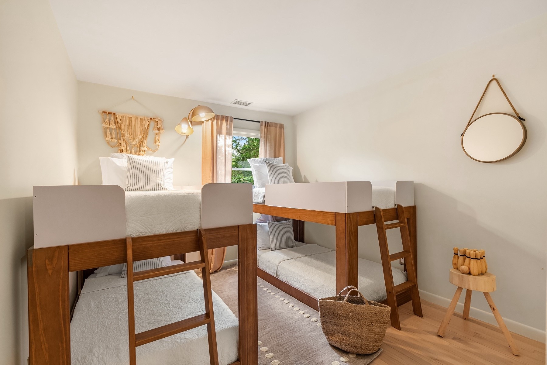From our Amagansett mid-century beach house project: this bunk room proves you can fit as many guests as possible while still keeping the design elevated. Bonus—it’s all budget-friendly and guest-proof.

#BunkRoom #RentalHomeDesign #BeachHouse #CoastalHome #BudgetFriendlyDecor



#LTKHome