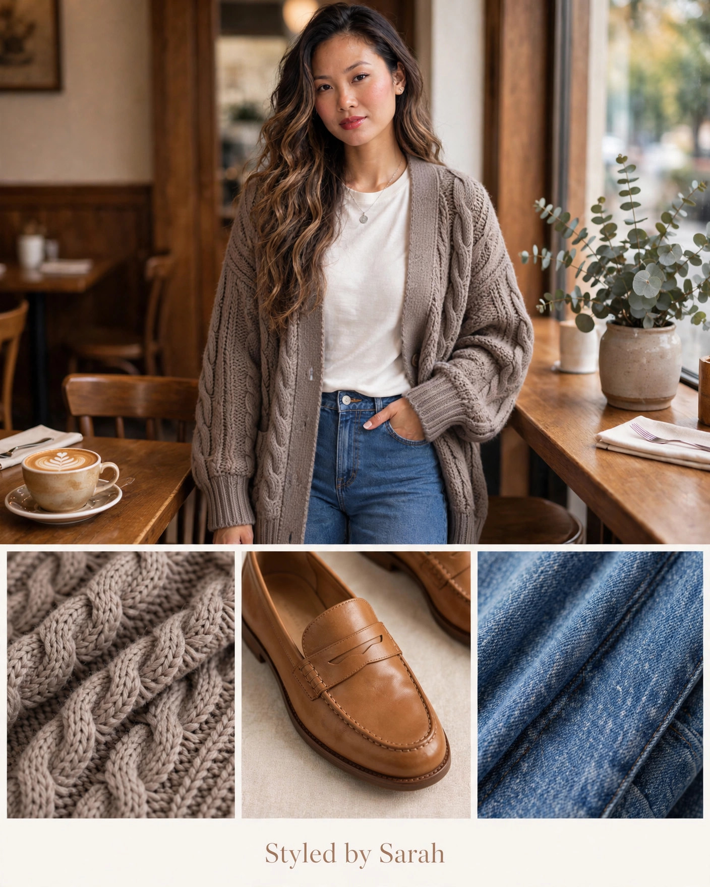 Fall Coffee-Date Casual | Styled by Sarah

The "just coffee" outfit that accidentally becomes the whole personality ☕ Taupe cardigan + white tee + perfect jeans = effortless.

Comment SHOP and I'll DM you every link. Full look linked here on my LTK.

#StyledBySarah #CoffeeDateOutfit #FallCasual #CardiganSeason #FallFashion #OOTD #AutumnStyle #CasualChic #CozyOutfit #EverydayStyle
Affiliate links — I may earn commission on qualifying purchases. #ad