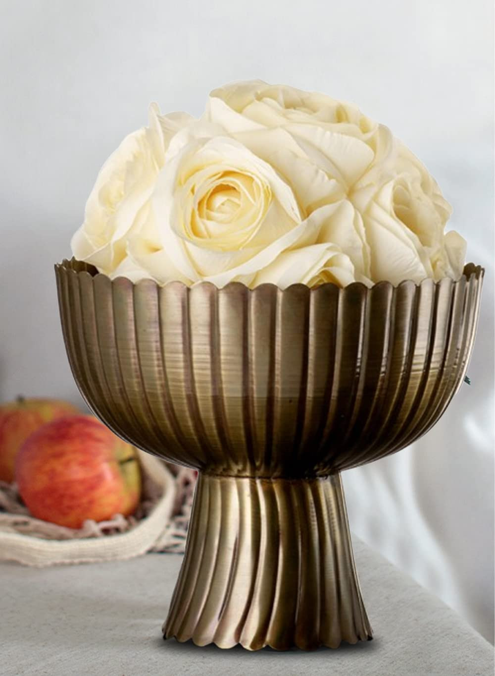 Serene Spaces Living Vintage Brass Finish Pedestal Bowl, Floral Compote Vase for Wedding Centerpi... | Amazon (US)