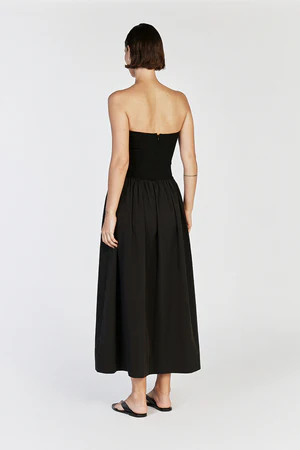 SOPHIE BLACK STRAPLESS MIDI DRESS | DISSH