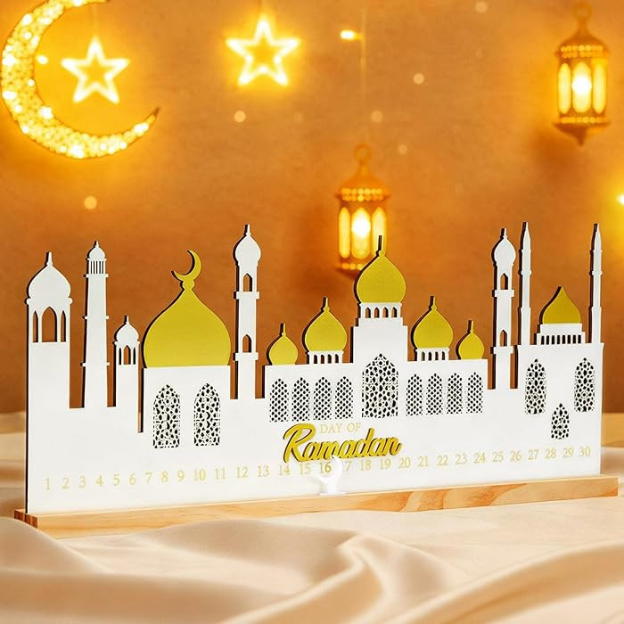 2026 Ramadan Advent Countdown Calendar, 20 Inch Ramadan Decoration for Home, Wooden Eid Countdown... | Amazon (US)